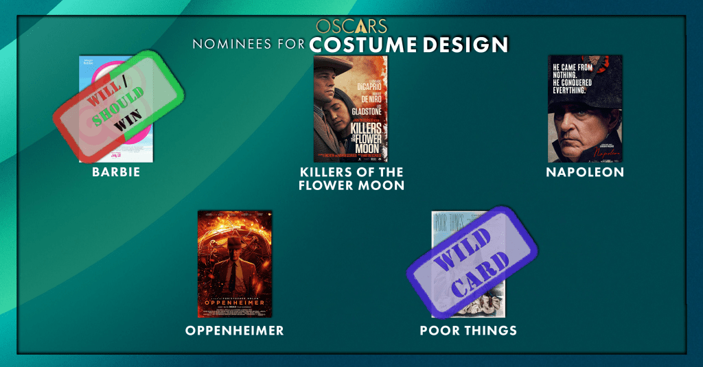 Best Costume Design
Will/Should Win: Barbie
Wild Card: Poor Things