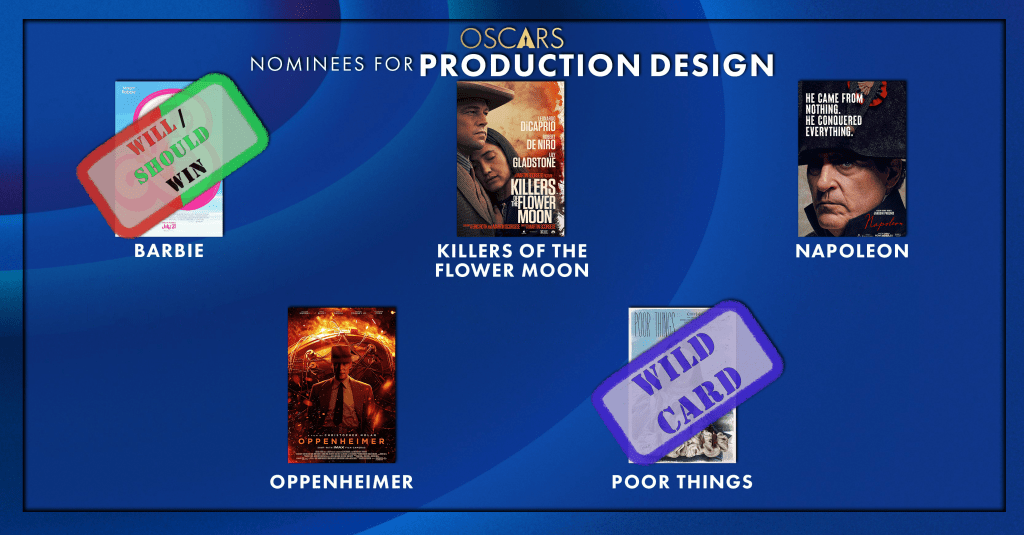 Best Production Design
Will/Should Win: Barbie
Wild Card: Poor Things